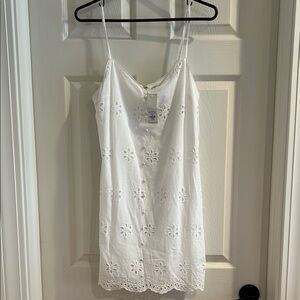 New with tags Francesca’s White Eyelet Mini Dress-Medium